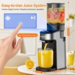 CFR637 Cold Press Juicer,400W Slow Masticating Juicer,4.9"Wide Feed Chute Juicer Machines for Whole Vegetables & Fruits,Advanced Touch Sensing Switch, (Silver) - Image 3