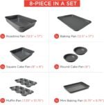 Elbee Home 8-Piece Nonstick Aluminized Steel, Space Saving Baking Set, With Deep Roasting Pan, Cookie Sheet, Cake Pans, Muffin Pans and Baking Pan PFOA & PFOS Free, Holiday Gift for Her - Image 5