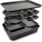 Elbee Home 8-Piece Nonstick Aluminized Steel, Space Saving Baking Set, With Deep Roasting Pan, Cookie Sheet, Cake Pans, Muffin Pans and Baking Pan PFOA & PFOS Free, Holiday Gift for Her - Image 6