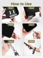 Clip and Go Strap for Phone with Wallet Crossbody Phone Lanyard Adjustable and Detachable RFID Wristlet Wallet with ID Window and Zipper, Black - Image 6