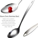 Large Cooking Spoon Set, 12.5-inch Stainless Steel Solid & Slotted Spoons, Heavy Duty Metal Spoon for Mixing, Serving, Stiring Kitchen Utensils. - Image 3