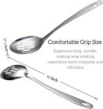 Large Cooking Spoon Set, 12.5-inch Stainless Steel Solid & Slotted Spoons, Heavy Duty Metal Spoon for Mixing, Serving, Stiring Kitchen Utensils. - Image 4