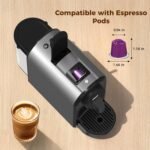 CHULUX Compact Espresso Machine, 20 Bar Single Serve Coffee Maker, Dual Brew Sizes for Espresso and Lungo, 1400W Rapid Brewing, Mystic Gray (Upgrade Model) - Image 3
