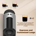 CHULUX Compact Espresso Machine, 20 Bar Single Serve Coffee Maker, Dual Brew Sizes for Espresso and Lungo, 1400W Rapid Brewing, Mystic Gray (Upgrade Model) - Image 4