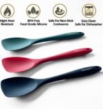 Upgrade Silicone Spatula Spoon Set,VOVOLY Heat Resistant Rubber Spoonula, Seamless Non-Stick Flexible Scrapers for Baking Mixing Tool,3 Pack, Black - Image 3