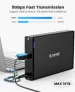 ORICO 3.5 Inch External Hard Drive Enclosure with Removable Enclosure USB 3.0 to SATA 3.0 5Gbps for SATA 3.5 Inch HDD with 12V 2A Power Supply Adapter (16TB Max, Blue Display) 7688U3 - Image 5