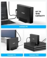 ORICO 3.5 Inch External Hard Drive Enclosure with Removable Enclosure USB 3.0 to SATA 3.0 5Gbps for SATA 3.5 Inch HDD with 12V 2A Power Supply Adapter (16TB Max, Blue Display) 7688U3 - Image 6