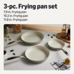 Amazon Basics Ceramic Nonstick Cookware, 3-Piece Set of Pans, All Cooktop Friendly, Dishwasher-Safe, Linen Gray - Image 3