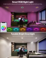 Sunco 6 Pack 6 Inch Smart Ultra Thin LED Recessed Ceiling Lights with Night Light, Tunable CCT 2700K to 6000K, Dimmable, 15W, Smooth Trim, Canless with Junction Box - Image 3