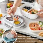 Lunch Box For Women, Bento Box Adult With 2-Tier Container, Lunch Bag, Sauce Pod, Utensil Set. Lunch Containers, Salad Container. BPA-Free, Microwave/Dishwasher Safe (White) - Image 6