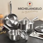 MICHELANGELO Stainless Steel Pot Set 6 Pcs with Triply Base, Stainless Steel Saucepans with Lids, Induction Saucepan Set with Stay-cool Handle - 1QT & 2QT & 3QT - Image 7