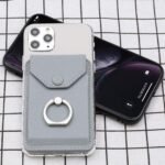 RFID Card Holder & Ring Stand for iPhone, Android, All Smartphones - Light Grey - Image 5