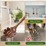 2PCS Wooden Ladle Orgasm Set, wood ladle and Wooden Pasta Spoon with Hole, Durable Natural Wood, Non Scratch Cooking Tools for Soup, Pasta and Stirring - Image 7