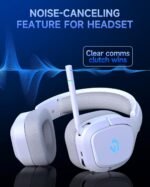 2.4GHz Wireless Gaming Headsets for PS5, PS4, PC, Switch - Bluetooth 5.4 Gaming Headphones with Noise Canceling Mic, Low Latency Connection, 3D Immersive Surround Sound, 30H Battery, White - Image 5
