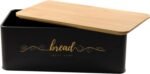 Bread Box with Bamboo Cutting Board Lid, Metal Bread Box for Kitchen Counter, Small Bread Storage Container, Black Bread bin for Kitchen Countertop - Image 3