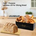 Bread Box with Bamboo Cutting Board Lid, Metal Bread Box for Kitchen Counter, Small Bread Storage Container, Black Bread bin for Kitchen Countertop - Image 4
