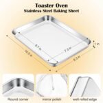 E-far Toaster Oven Tray, 10.5”x8.3” Stainless Steel Small Baking Cookie Sheet, Compact Non-toxic Metal Baking Pan for Cake, Healthy & Rust Free, Mirror Finish & Dishwasher Safe, 1 Pack - Image 3