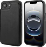 ONETOP Compatible with iPhone 16e Wallet Case with Card Holder, PU Leather Kickstand Card Slots Case, Double Magnetic Clasp and Durable Shockproof Cover 6.1 Inch (Black) - Image 4