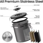 Veken Coffee Canister, Airtight Stainless Steel Kitchen Food Storage Container with Date Tracker and Scoop for Beans, Grounds, Tea, Flour, Cereal, Sugar, 16OZ, Gray - Image 5