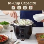 Elite Gourmet ERC2001BX 10-Cup Electric Rice Cooker with 304 Surgical Grade Stainless Steel Inner Pot, Makes Soups, Stews, Porridges, Grains and Cereals - Image 3