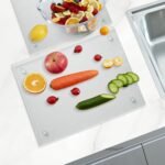 Tempered Glass Cutting Board for Kitchen, Clear Glass Board for Countertop, Heat Resistant, with Non-Slip Feet, 12x16" & 12x8" 2 Pcs Clear - Image 5