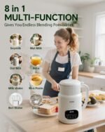 KDV 8-in-1 Nut Milk Maker, 32oz Automatic Plant Milk Machine with Delay Start, Soy Almond Oat Milk Stainless Steel Blender - Image 3