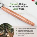 Danish Dough Whisk with Italian Olive Wood Handle, Stainless Steel Triple-Loop Coil, Ergonomic Baking Tool for Thick Dough and Batter - Image 4
