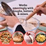Danish Dough Whisk with Italian Olive Wood Handle, Stainless Steel Triple-Loop Coil, Ergonomic Baking Tool for Thick Dough and Batter - Image 5