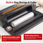 Vacuum Sealer Machine for Food Preservation, 80kPa Powerful Suction, Built‑in Cutter & Starter Kit, Dry & Moist Modes, Digital Countdown, Compact Design, Keep Food Fresh 6X Longer - Image 5
