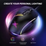 TECKNET Wired Gaming Mouse, 12,800 DPI with Optical Sensor, 8 Programmable Buttons, 13 RGB Backlit Modes, Ergonomic Design, Custom Software Gaming Mice for Laptop,PC - Image 4
