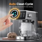 20 Bar Espresso Coffee Machine with LED Touch Screen, Espresso Maker with Self-Cleaning Function & Milk Frother, Compact Cappuccino & Latte Maker for Home and Office - Image 5