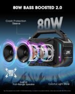 Speakers Bluetooth Wireless: 80W(Peak) Loud Speaker with Bass, 20H Playtime, IPX6 Waterproof, Large Jobsite Speakers for Work, Outdoor, Workshop, Garage, Portable Speaker with TWS (Black) - Image 3