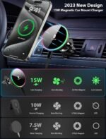 MOKPR for Magsafe Car Mount Charger-15W Wireless Car Charger-Magnetic Car Phone Holder for Dash Air Vent-LED RGB HandsFree Car Mount Fast Car Charger for iPhone 14/13/12 Series - Image 5