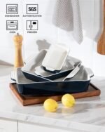 Sweejar Ceramic Bakeware Set of 4, Casserole Dishes for Oven, Rectangular Baking Dish with Handles, Lasagna Pans Deep for Cooking, Gratin, Roasting, Banquet and Daily Use (Navy) - Image 4