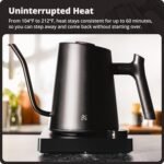 Greater Goods Electric Gooseneck Kettle, 1200W Stainless Steel with Precision Temperature Control, Fast Boil, BPA-Free, Ideal for Pour Over Coffee and Tea, 0.8L (Onyx Black) - Image 3