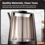 Greater Goods Electric Gooseneck Kettle, 1200W Stainless Steel with Precision Temperature Control, Fast Boil, BPA-Free, Ideal for Pour Over Coffee and Tea, 0.8L (Onyx Black) - Image 7