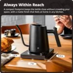 Greater Goods Electric Gooseneck Kettle, 1200W Stainless Steel with Precision Temperature Control, Fast Boil, BPA-Free, Ideal for Pour Over Coffee and Tea, 0.8L (Onyx Black) - Image 8