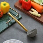 Gold Ladle, Berglander Non-stick Silicone Kitchen Ladle With Titainium Gold Plating handle, Soup Ladle, Cooking Ladle Soup Spoon For Cooking, Dishwasher Safe, Easy to Clean - Image 4