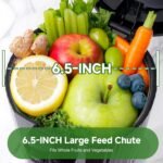 Cold Press Juicer, 6.5" Extra Wide Feed Chute, 3-in-1(Juice & Sorbet & Nut Milk) Juicer Machines with 600W Max Motor & 85oz Large Capacity, Auto-Precut, High Juice Yield - Image 3