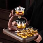 Chinese Gongfu Tea Set - Glass Teapot with Infuser Semi Automatic Tea Maker Set for Loose Leaf Tea (Include 6 cups) - Image 3