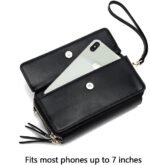 Lanyani RFID Crossbody Wallet Wristlet Purse with Phone Pocket For Women Vegan Leather - Image 5
