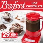 29 Oz Hot Chocolate Maker Machine, Electric Milk Frother and Steamer, Hot Cocoa Maker Machine for Hot Chocolate Bar, Detachable Pitcher, 2 Speed Mode, 3.5 Cups, Red - Image 3