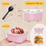 LNYZQUS 10oz Mini Cake Pans With Lids 40 Pack, Aluminum Foil Square Brownie Baking Cups,Disposable 4”x4” Large Cupcake Pan,Jumbo Muffin Tin Ramekins Holders-Pink - Image 4