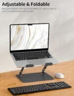 SOUNDANCE Laptop Stand for Desk, Portable Adjustable Laptop Riser, Ergonomic Design Computer Holder, Metal Laptop Mount Elevator Compatible with 10 to 15.6 Inches PC Computer, Black - Image 3