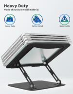 SOUNDANCE Laptop Stand for Desk, Portable Adjustable Laptop Riser, Ergonomic Design Computer Holder, Metal Laptop Mount Elevator Compatible with 10 to 15.6 Inches PC Computer, Black - Image 5