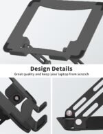 SOUNDANCE Laptop Stand for Desk, Portable Adjustable Laptop Riser, Ergonomic Design Computer Holder, Metal Laptop Mount Elevator Compatible with 10 to 15.6 Inches PC Computer, Black - Image 6
