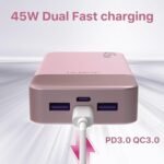 Power Bank Fast Charging, 20000mAh 45W Portable Charger, Samsung Super Fast Charging Portable Phone Charger, USB C Power Bank for MacBook, iPhone 15 14 13 Pro Samsung S24 S23 (Pink) - Image 3
