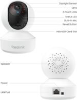 REOLINK E1 Pro 3K PT Wi-Fi Indoor Camera for Baby & Pet Monitoring, Auto Tracking, 5MP Night Vision Enhanced by F1.6 Aperture, Person/Pet/Baby Crying Detection, 2.4/5GHz Wi-Fi, Two-Way Audio - Image 5