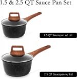 ESLITE LIFE 1.5 QT & 2.5 QT Sauce Pan Set with Lids, Nonstick Small Soup Pot Compatible with All Stovetops (Gas, Electric & Induction), PFOA Free, Black - Image 3