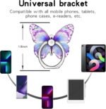Cavdycidy Bling Metal Cute Butterfly Cell Phone Ring Holder 360°Rotation Finger Stand Kickstand Universal Compatible with All Smartphone(Diamond Purple) - Image 3
